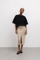 Długa spódnica w paski w kolorze BEIGE TONE- RADIANCE-XS. Brązowe spódniczki damskie Marsala, xs, bez wzorów, z poliesteru, eleganckie, maxi, proste. W wyprzedaży za 79.96 zł.