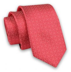 Czerwono-Beżowy Elegancki Męski Krawat -Angelo di Monti- 6 cm, w Kropki, Groszki. Czerwone krawaty i muchy męskie Angelo di Monti, bez wzorów, z tkaniny, eleganckie. Za 45.00 zł.