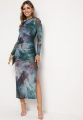 Zielona Sukienka o Dopasowanym Fasonie Bodycon z Rozcięciem i Marmurkowym Wzorem Urientia. Zielone sukienki damskie Born2be, na spotkanie biznesowe, l, bez wzorów, eleganckie, bez kołnierzyka, bez ramiączek, maxi, bodycon. W wyprzedaży za 127.99 zł.