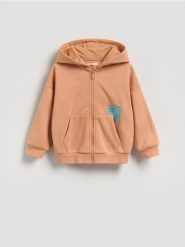 Bawełniana bluza z kapturem - pomarańczowy. Brązowe bluzy i bluzki niemowlęce Reserved, bez wzorów, z bawełny, bez ramiączek, z kapturem. Za 49.99 zł.