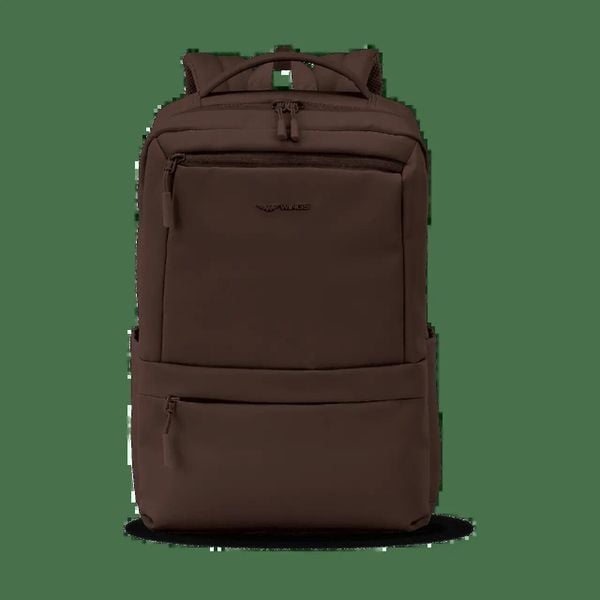 Plecak na komputer Wings. Brązowe plecaki damskie Wings, bez wzorów, z materiału, biznesowe. Za 149.90 zł.