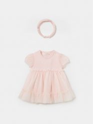 Mayoral Sukienka elegancka 1629 Różowy Regular Fit. Czerwone sukienki dziewczęce Mayoral, bez wzorów, z bawełny, bez ramiączek. Za 99.99 zł.