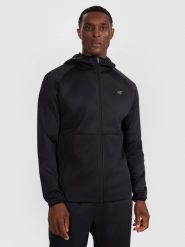 4F Bluza treningowa regular szybkoschnąca męska - czarna M. Czarne bluzy sportowe męskie 4f, bez wzorów, z dzianiny, klasyczne, bez kołnierzyka, bez ramiączek. Za 249.99 zł.