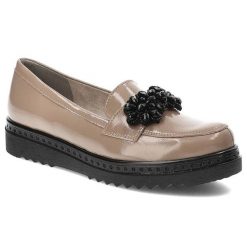 Beżowe Półbuty Armodo Skórzane Eleganckie Buty. Brązowe półbuty damskie Armodo, bez wzorów, ze skóry, eleganckie, bez obcasa. Za 389.00 zł.