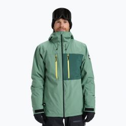 Kurtka snowboardowa męska Quiksilver Sycamore Solid 20K. Zielone kurtki męskie Quiksilver, l, bez wzorów, z materiału, bez kaptura, snowboardowy. Za 749.99 zł.