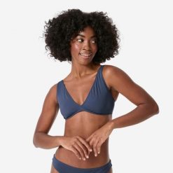 Góra stroju kąpielowego Roxy trójkąt. Niebieskie bikini damskie Roxy, bez wzorów. Za 79.99 zł.