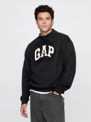 BLUZA MĘSKA DRESOWA GAP ATHLETIC 586804 CZARNA KOLOR CZARNY. Czarne bluzy bez kaptura męskie GAP, l, z bawełny. Za 193.50 zł.