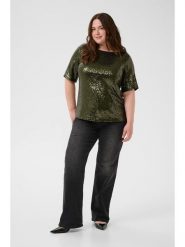 KAFFE curve Bluzka "Mirana" w kolorze zielonym rozmiar: L. Zielone bluzki damskie KAFFE curve, l, bez wzorów, bez kołnierzyka, bez ramiączek. Za 104.99 zł.