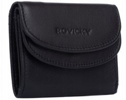 Portfel damski Rovicky R-19-LFN czarny. Czarne portfele damskie ROVICKY, bez wzorów, ze skóry. Za 47.99 zł.