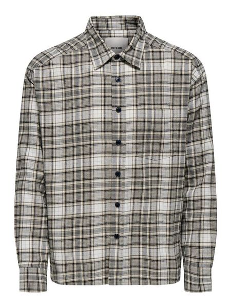 ONLY & SONS Koszula "Elliot" - Loose fit - w kolorze szarobrązowym rozmiar: L. Brązowe koszule męskie Only & Sons, l, bez wzorów, z bawełny, bez kołnierzyka, bez ramiączek. Za 88.64 zł.