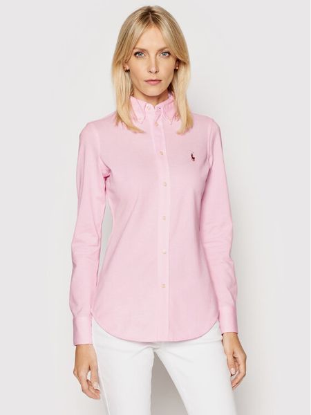 Polo Ralph Lauren Koszula Heidi 211664427002 Różowy Slim Fit. Czerwone koszule damskie Polo Ralph Lauren, xs, bez wzorów, z bawełny, bez kołnierzyka, bez ramiączek. Za 379.99 zł.