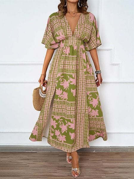 Tazga Sukienka w kolorze zielono-jasnoróżowym rozmiar: 36. Zielone sukienki damskie Tazga, bez wzorów, bez kołnierzyka, bez ramiączek, maxi. Za 148.96 zł.