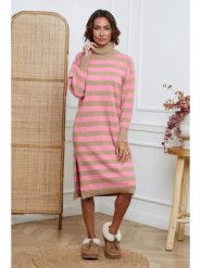 Joséfine Sukienka dzianinowa "Javot" w kolorze jasnoróżowo-beżowym rozmiar: L. Różowe sukienki damskie Joséfine, na co dzień, l, bez wzorów, z dzianiny, bez kołnierzyka, bez ramiączek, midi, proste. Za 165.99 zł.