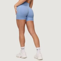 Szorty damskie fitness bezszwowe slim Sky NEO. Niebieskie spodenki sportowe damskie GYMBEAM, l, z materiału, do biegania. Za 85.90 zł.