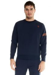 Bluza z bawełna z ściągacze na co dzień na siłownię. Niebieskie bluzy bez kaptura męskie LEONE 1947 APPAREL, s, z bawełny. Za 147.31 zł.