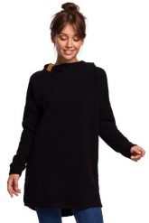 Czarna Nierozpinana Asymetryczna Bluza z Kapturem. Czarne bluzy z kapturem damskie MOE, l, z bawełny. Za 253.90 zł.