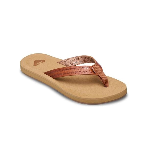 Sandały dla Kobiety PORTO MOTIF Beżowy. Brązowe sandały damskie Roxy, bez wzorów, ze skóry, bez obcasa. Za 129.99 zł.