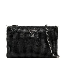 Torebka Guess. Czarne torebki klasyczne damskie Guess, z aplikacjami, wizytowe, bez kołnierzyka, bez ramiączek. Za 249.99 zł.