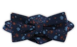 Mucha Męska z Poszetką - Alties - Granatowa, Wzór Kwiecisty. Niebieskie krawaty i muchy męskie Alties, bez wzorów, eleganckie. Za 54.00 zł.