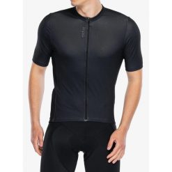 Koszulka kolarska męska Odlo Essential T-Shirt S/U Collar S/S Full Zip. Czarne t-shirty męskie Odlo, m, bez wzorów, bez kołnierzyka. Za 298.99 zł.