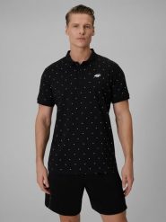 4F Koszulka polo regular męska - czarna XL. Czarne koszulki polo męskie 4f, m, bez wzorów, z bawełny, bez ramiączek. Za 89.99 zł.