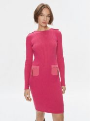 Fracomina Sukienka codzienna FS23WD5009K50401 Różowy Slim Fit. Czerwone sukienki damskie Fracomina, na co dzień, s, bez wzorów, z syntetyku, bez kołnierzyka, bez ramiączek, proste. Za 899.99 zł.
