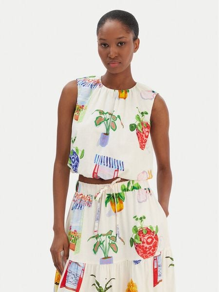 Seafolly Bluzka La Boca 55646-TO Écru Regular Fit. Bluzki damskie Seafolly, m, bez wzorów, z bawełny, bez kołnierzyka, bez ramiączek. Za 379.99 zł.