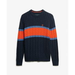Sweter w paski z skręconej bawełny Superdry. Brązowe swetry męskie Superdry., na zimę, m, bez wzorów, z bawełny, bez kołnierzyka. Za 326.95 zł.