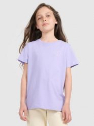 4F T-shirt regular z nadrukiem dziewczęcy - fioletowy 146 (10-11 lat). Fioletowe koszulki dziewczęce 4f, m, bez wzorów, z bawełny, bez ramiączek. W wyprzedaży za 39.99 zł.
