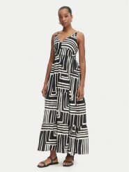 Iconique Sukienka letnia Cote D'Azur IC26-109 Czarny Relaxed Fit. Czarne sukienki damskie Iconique, na lato, xl, w ażurowe wzory, z wiskozy, bez kołnierzyka, bez ramiączek. Za 429.99 zł.