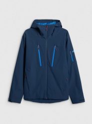 4F Kurtka przejściowa membrana 8000 męska - granatowa S. Niebieskie kurtki męskie 4f, l, bez wzorów, z materiału, bez kaptura. Za 499.99 zł.