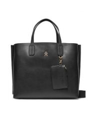 Tommy Hilfiger Torebka Th Distinct Satchel AW0AW17335 Czarny. Czarne torebki klasyczne damskie Tommy Hilfiger, bez wzorów, ze skóry, bez dodatków. Za 539.99 zł.