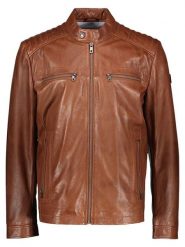 Bugatti Skórzana kurtka w kolorze jasnobrązowym rozmiar: 48. Brązowe kurtki męskie Bugatti, bez wzorów, ze skóry, bez kaptura. Za 891.99 zł.