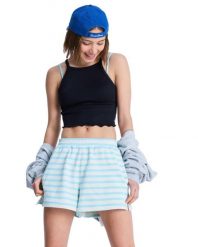 Spodenki dresowe dla Kobiety PERFECT STRIPE Niebieski. Niebieskie szorty damskie Roxy, bez wzorów, z bawełny, z podwyższonym stanem. Za 85.00 zł.