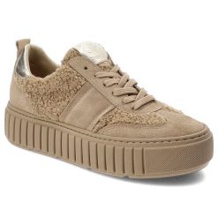 Beżowe Sneakersy Chebello Stylowe Obuwie Damskie Z Futerkiem. Brązowe buty sportowe na co dzień damskie CheBello, bez wzorów, z syntetyku. Za 519.00 zł.