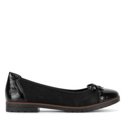 Baleriny Rieker. Czarne baleriny damskie Rieker, bez wzorów, bez obcasa. Za 319.99 zł.