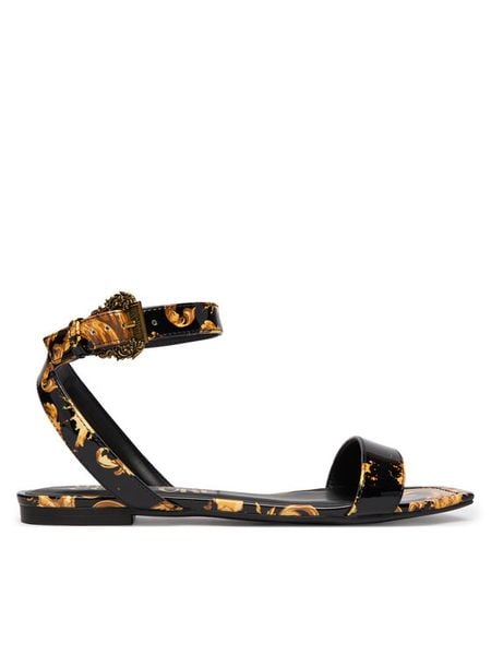 Versace Jeans Couture Sandały 80VA3S61 ZS366 G89 Czarny. Czarne sandały damskie Versace Jeans Couture, bez wzorów, z jeansu, bez obcasa, na płaskiej podeszwie. Za 799.99 zł.