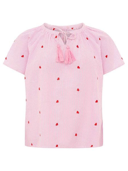 Zwillingsherz Bluzka "Stripe & Stitch" w kolorze jasnoróżowym rozmiar: S/M. Różowe bluzki damskie Zwillingsherz, m, z aplikacjami, z bawełny, bez kołnierzyka, bez ramiączek. Za 141.19 zł.