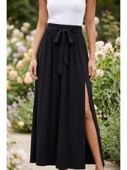 SOULSHAE Spódnica w kolorze czarnym rozmiar: XXL/3XL. Czarne spódniczki damskie SOULSHAE, xl, bez wzorów, z tkaniny, z podwyższonym stanem, maxi. Za 109.95 zł.