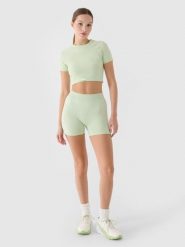 4F Legginsy krótkie treningowe damskie - turkusowe M/L. Niebieskie legginsy damskie 4f, l, bez wzorów, z dzianiny. Za 29.99 zł.