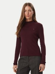 Tommy Hilfiger Bluzka Cody WW0WW47307 Bordowy Slim Fit. Czerwone bluzki damskie Tommy Hilfiger, l, bez wzorów, z bawełny, bez kołnierzyka, bez ramiączek. Za 249.99 zł.