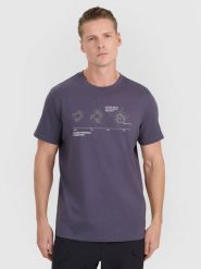4F T-shirt regular z nadrukiem męski - szary L. Szare t-shirty męskie 4f, l, bez wzorów, z bawełny, bez kołnierzyka. Za 59.99 zł.