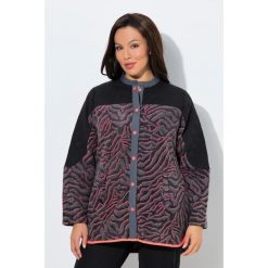 Damskie Długa kurtka polarowa wzór w panterkę stójka długi rękaw. Czarne kurtki damskie Ulla Popken, plus size, bez wzorów, z materiału, bez kaptura. Za 279.99 zł.