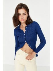Trendyol Kardigan w kolorze granatowym rozmiar: S. Niebieskie kardigany damskie Trendyol, s, bez wzorów, prążkowane. Za 73.99 zł.
