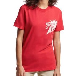 Koszulka sportowa damska Superdry Vintage Crossing. Czerwone bluzki sportowe damskie Superdry., s, bez wzorów, z bawełny, bez ramiączek. Za 81.00 zł.