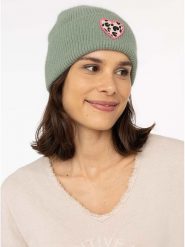 Zwillingsherz Czapka "Leo Heart" w kolorze zielonym rozmiar: onesize. Zielone czapki zimowe damskie Zwillingsherz, z materiału. Za 122.38 zł.