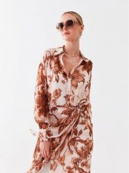 Guess Sukienka koszulowa W3RK18 WDW52 Beżowy Regular Fit. Brązowe sukienki damskie Guess, xs, z aplikacjami, z syntetyku, bez kołnierzyka, bez ramiączek, koszulowe. Za 389.99 zł.