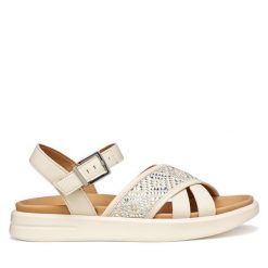 Sandały Geox. Sandały damskie Geox, bez wzorów, bez obcasa, na płaskiej podeszwie. Za 459.99 zł.