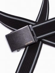 Pasek męski parciany dwukolorowy - czarny A028 - uniwersalny. Czarne paski męskie Ombre Clothing, bez wzorów, z materiału, eleganckie. Za 41.99 zł.