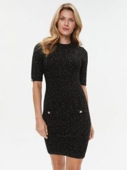 Morgan Sukienka dzianinowa 232-RMLAC Czarny Slim Fit. Czarne sukienki damskie Morgan, xl, bez wzorów, z dzianiny, bez kołnierzyka, bez ramiączek. Za 419.99 zł.